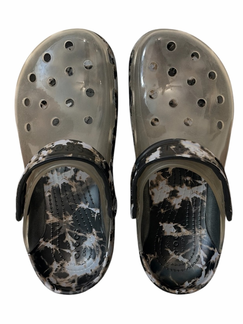 CROCS Women's Smoke Gray Marbled Strap Clogs